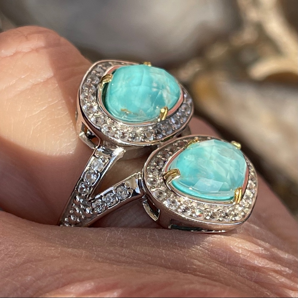 JOYA Moonstone & Turquoise Doublet & Zircon Ring